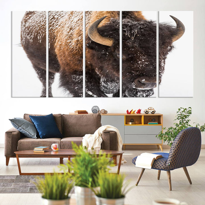 Bison Wall Art Canvas Print Winter