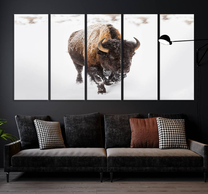 Bison Wall Art Canvas Print Winter