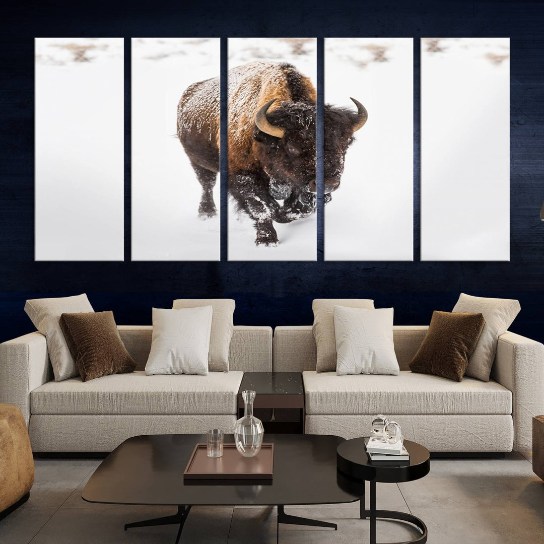 Bison Wall Art Canvas Print Winter