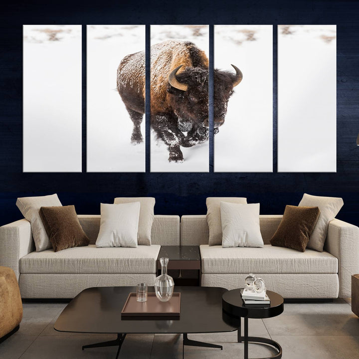 Bison Wall Art Canvas Print Winter