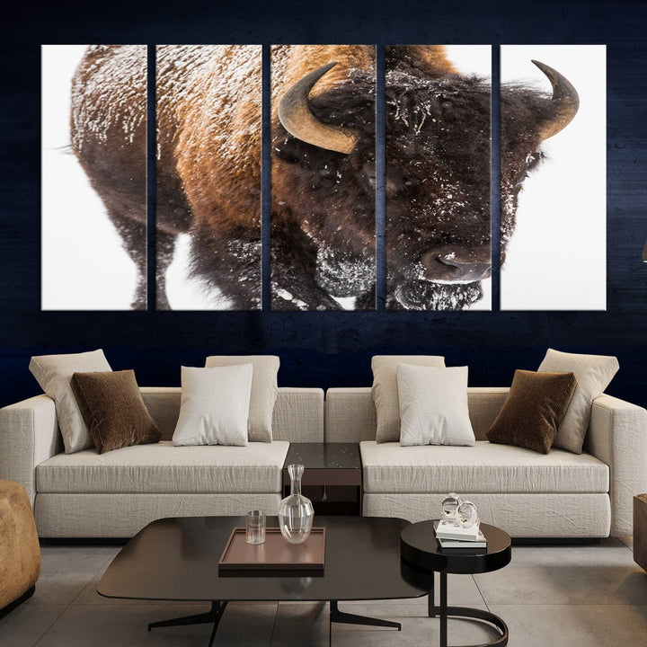 Bison Wall Art Canvas Print Winter