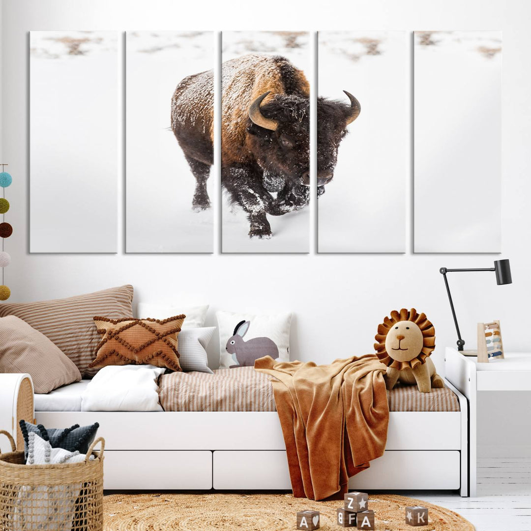 Bison Wall Art Canvas Print Winter