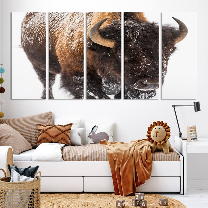 Bison Wall Art Canvas Print Winter