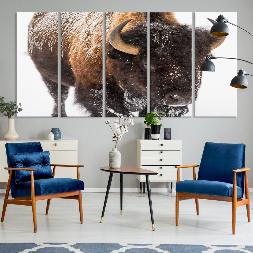 Bison Wall Art Canvas Print Winter