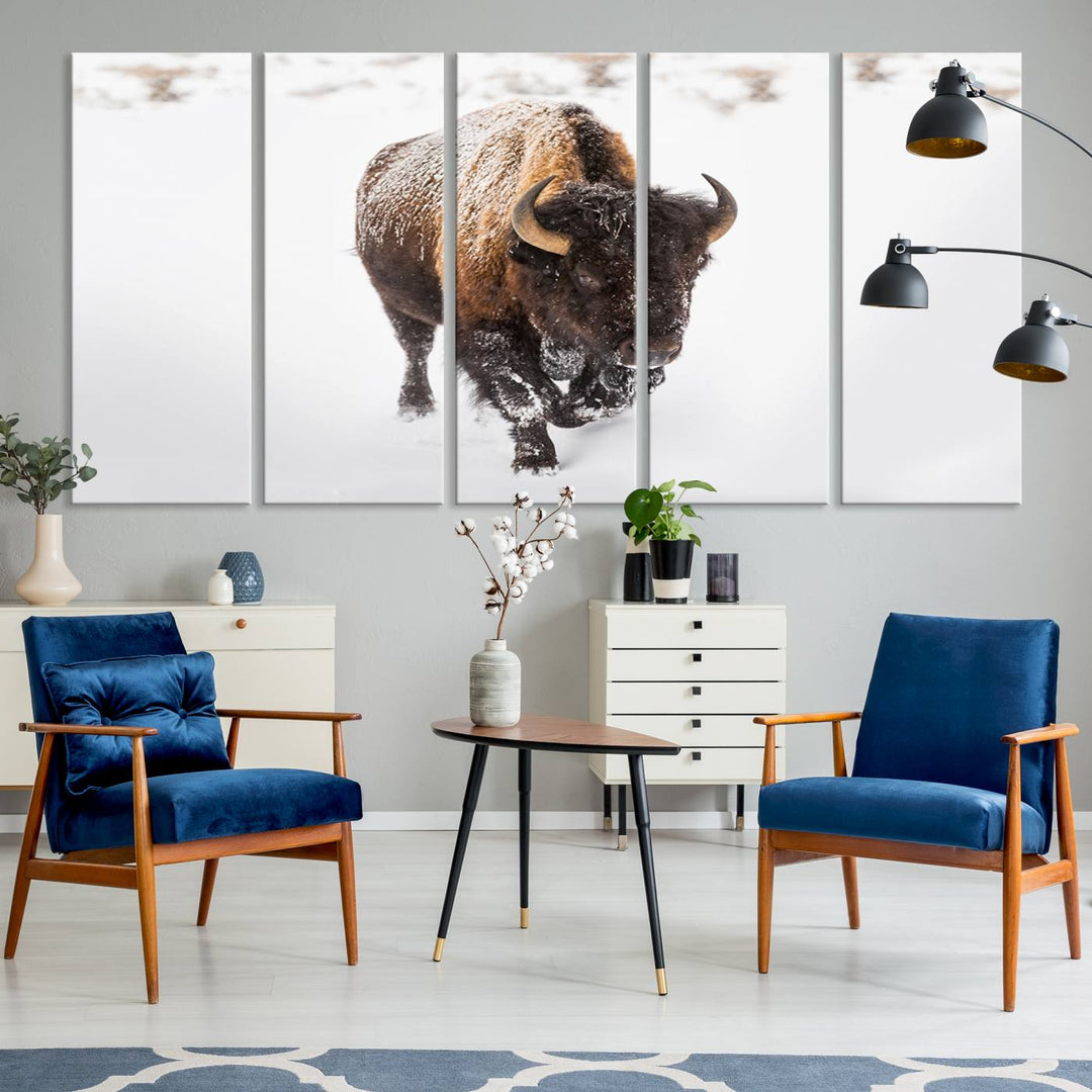 Bison Wall Art Canvas Print Winter