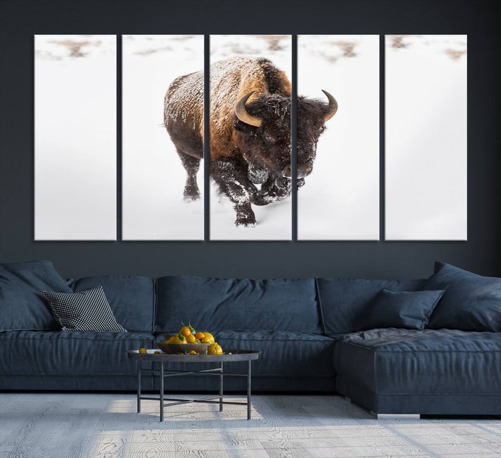 Bison Wall Art Canvas Print Winter