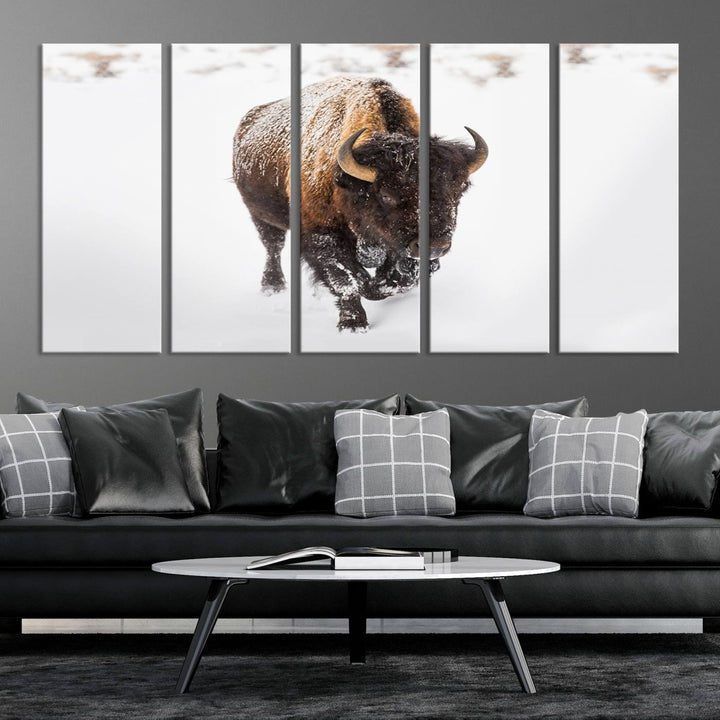 Bison Wall Art Canvas Print Winter