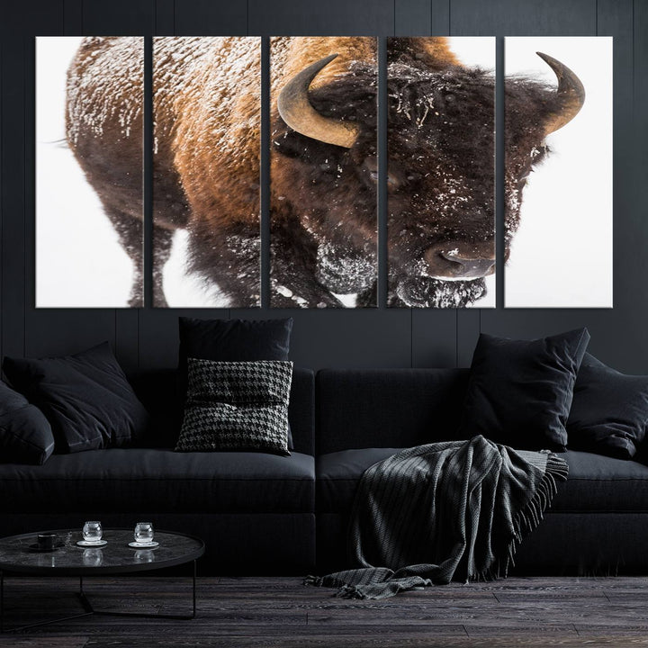 Bison Wall Art Canvas Print Winter