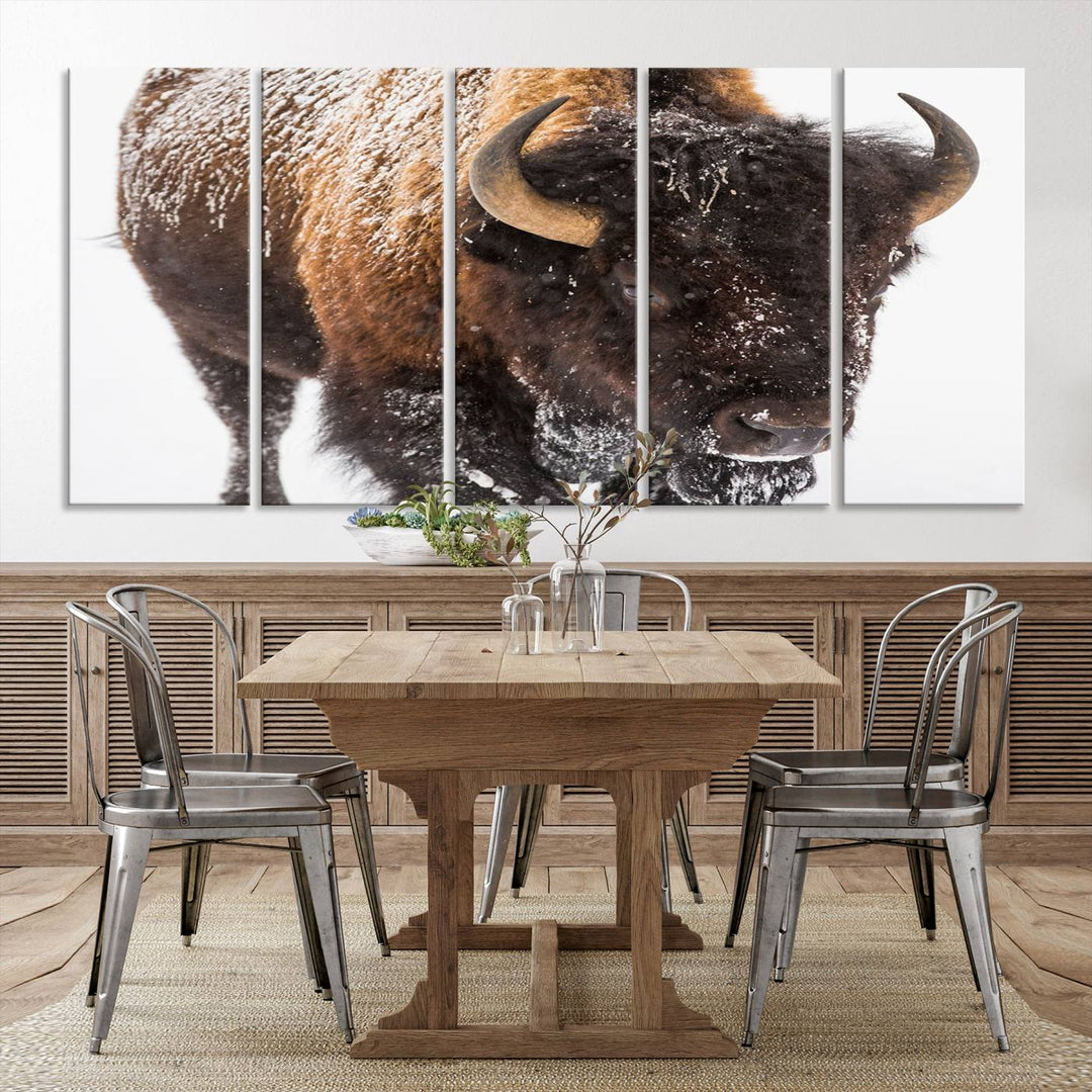 Bison Wall Art Canvas Print Winter