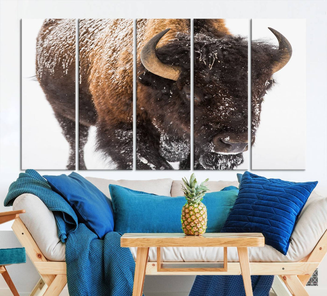 Bison Wall Art Canvas Print Winter