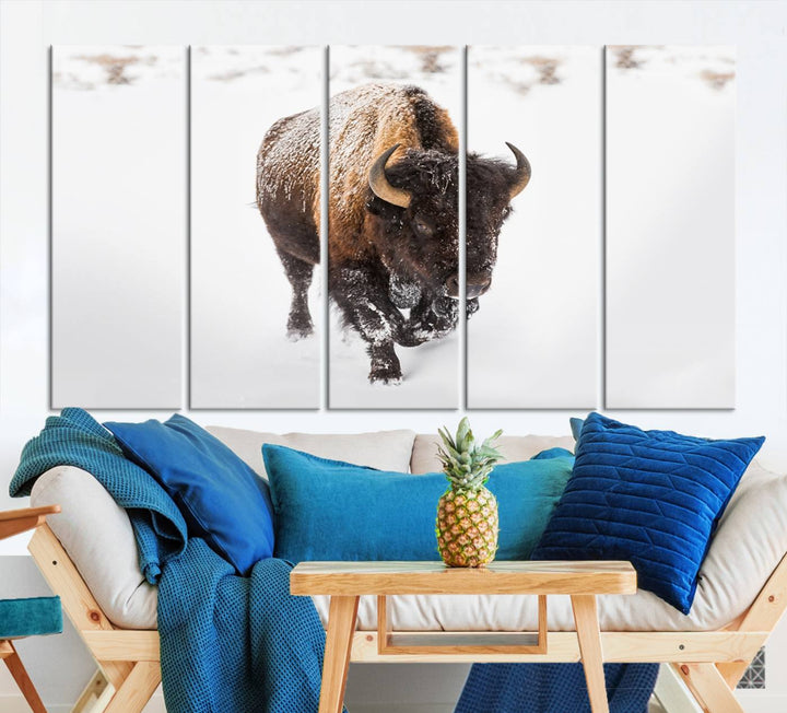 Bison Wall Art Canvas Print Winter