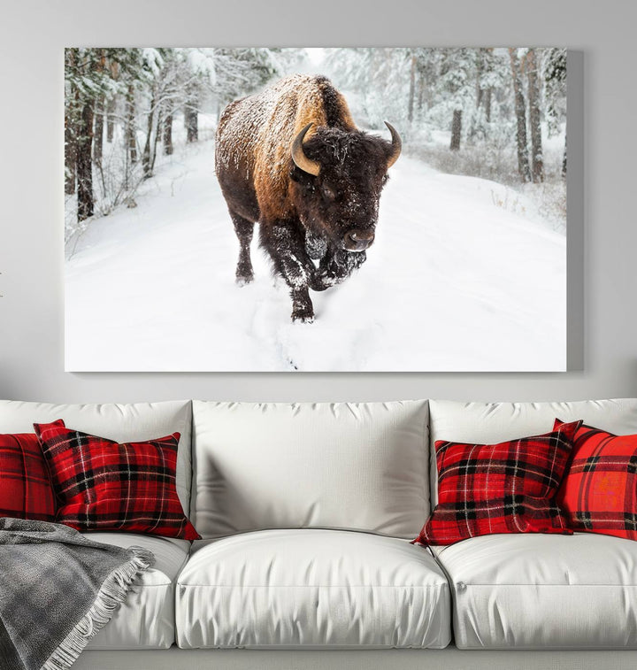 Bison Wall Art Canvas Print Winter