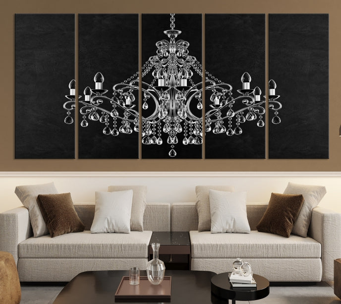 Black and White Chandelier Wall Art Canvas Print for Office Wall Decor