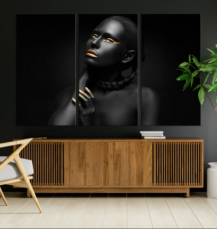 Black Woman Makeup Wall Art Print Modern Canvas Fashion Art Print