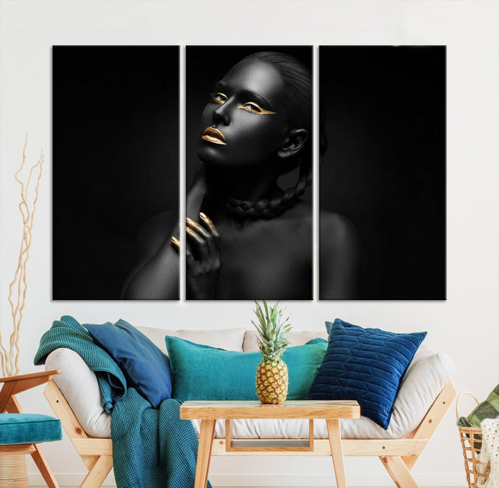 Black Woman Makeup Wall Art Print Modern Canvas Fashion Art Print