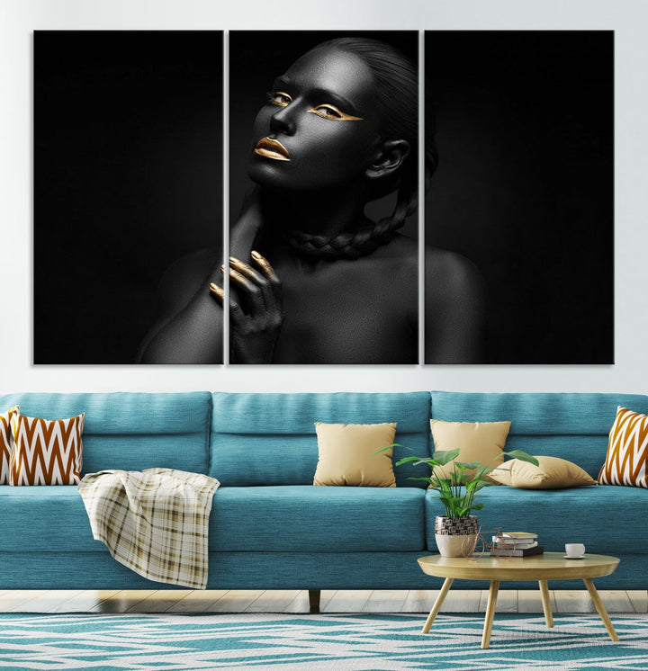 Black Woman Makeup Wall Art Print Modern Canvas Fashion Art Print