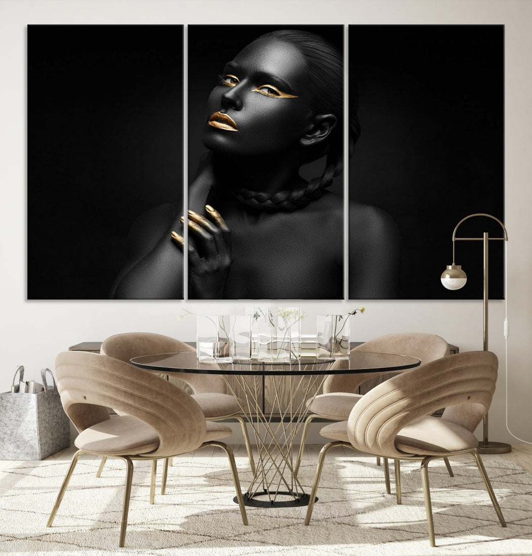 Black Woman Makeup Wall Art Print Modern Canvas Fashion Art Print