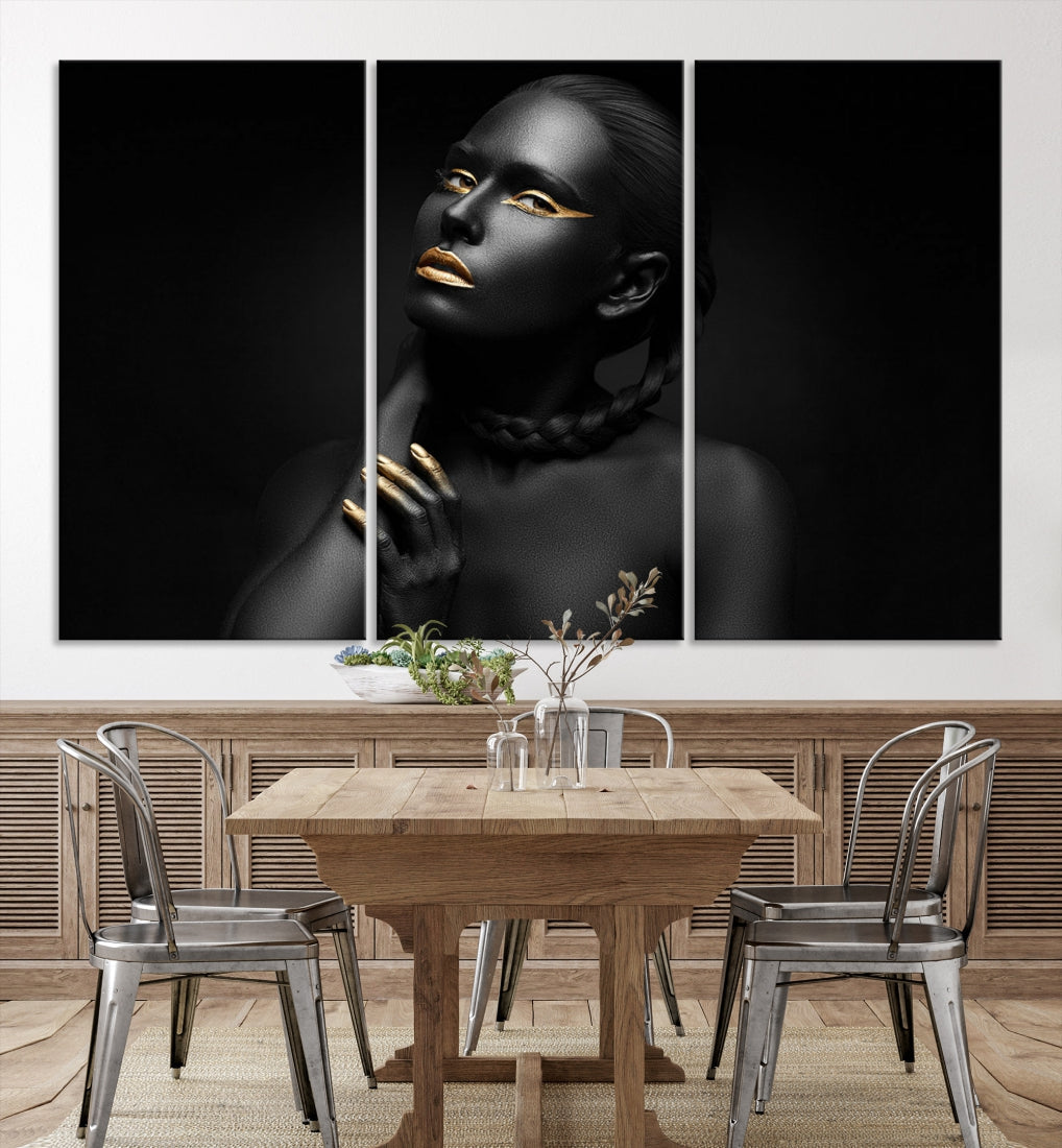 Black Woman Makeup Wall Art Print Modern Canvas Fashion Art Print