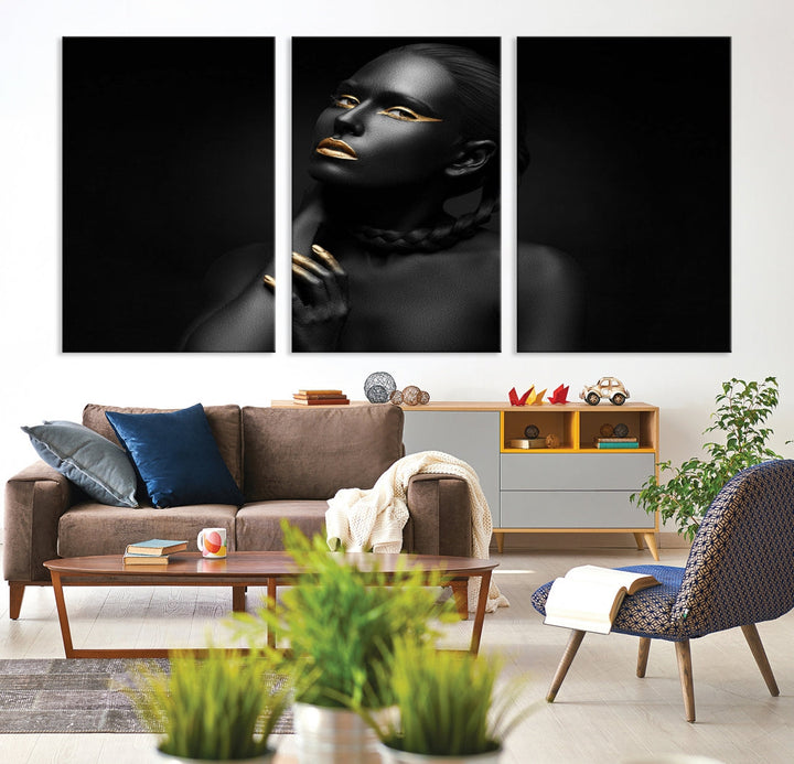 Black Woman Makeup Wall Art Print Modern Canvas Fashion Art Print