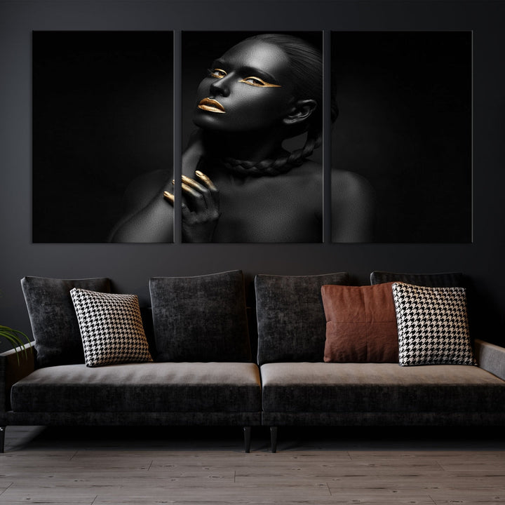 Black Woman Makeup Wall Art Print Modern Canvas Fashion Art Print