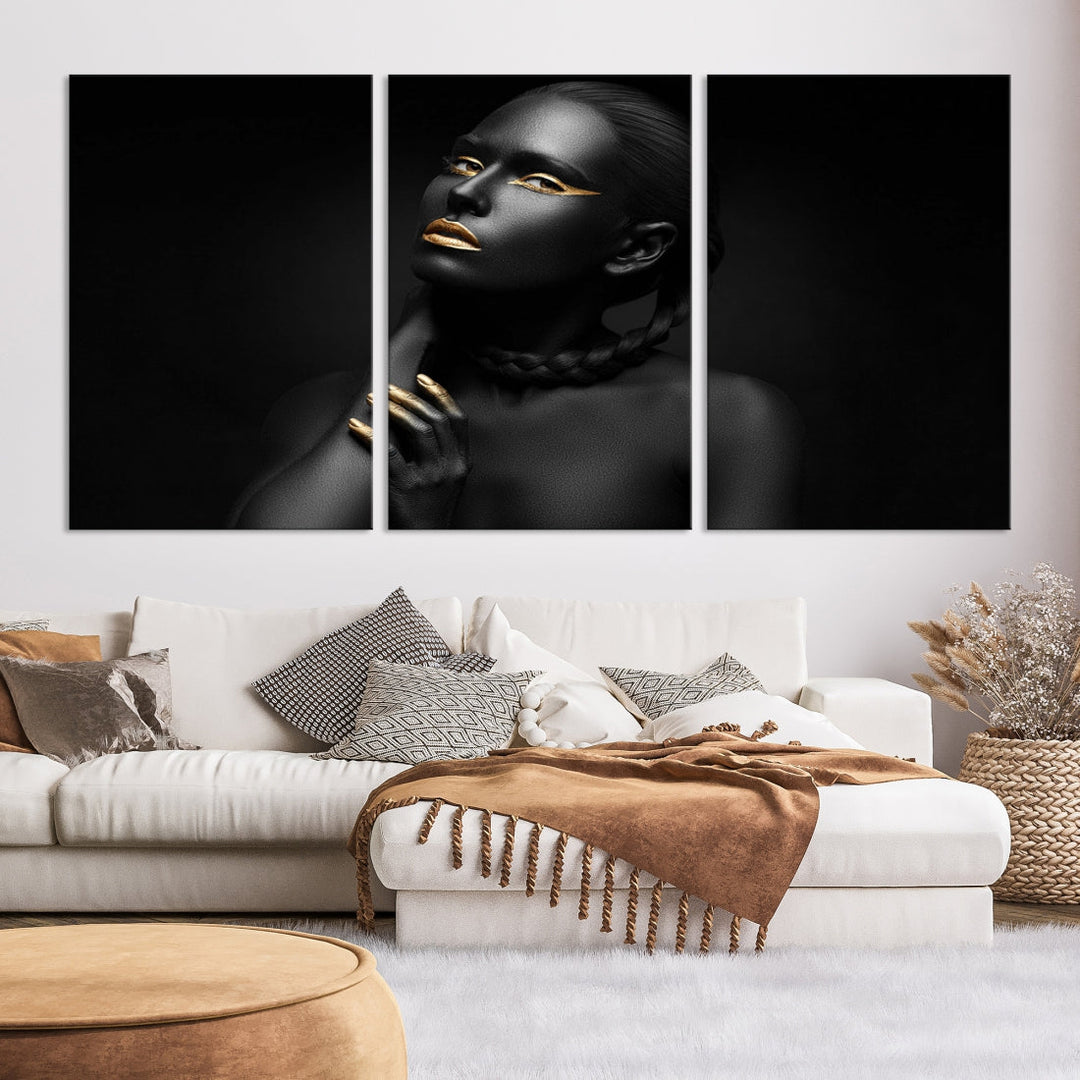 Black Woman Makeup Wall Art Print Modern Canvas Fashion Art Print