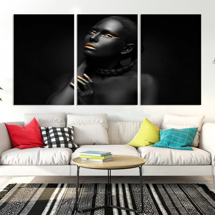 Black Woman Makeup Wall Art Print Modern Canvas Fashion Art Print