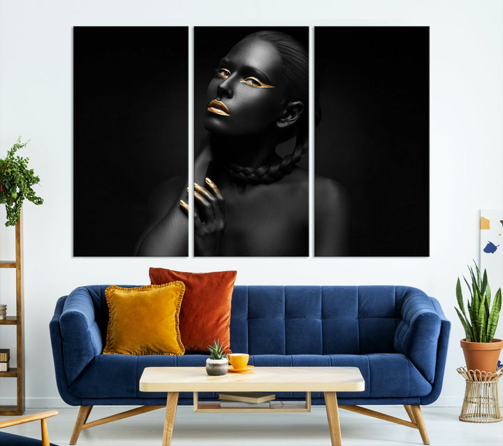 Black Woman Makeup Wall Art Print Modern Canvas Fashion Art Print