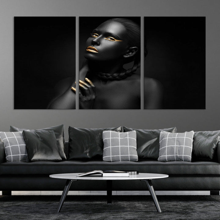 Black Woman Makeup Wall Art Print Modern Canvas Fashion Art Print