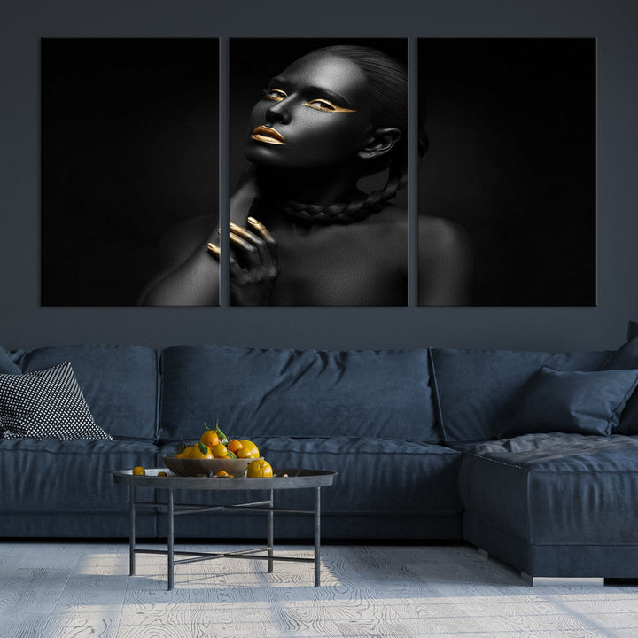 Black Woman Makeup Wall Art Print Modern Canvas Fashion Art Print