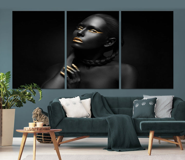 Black Woman Makeup Wall Art Print Modern Canvas Fashion Art Print