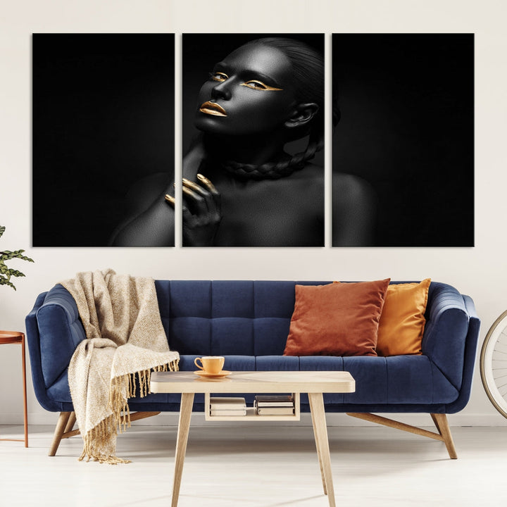 Black Woman Makeup Wall Art Print Modern Canvas Fashion Art Print