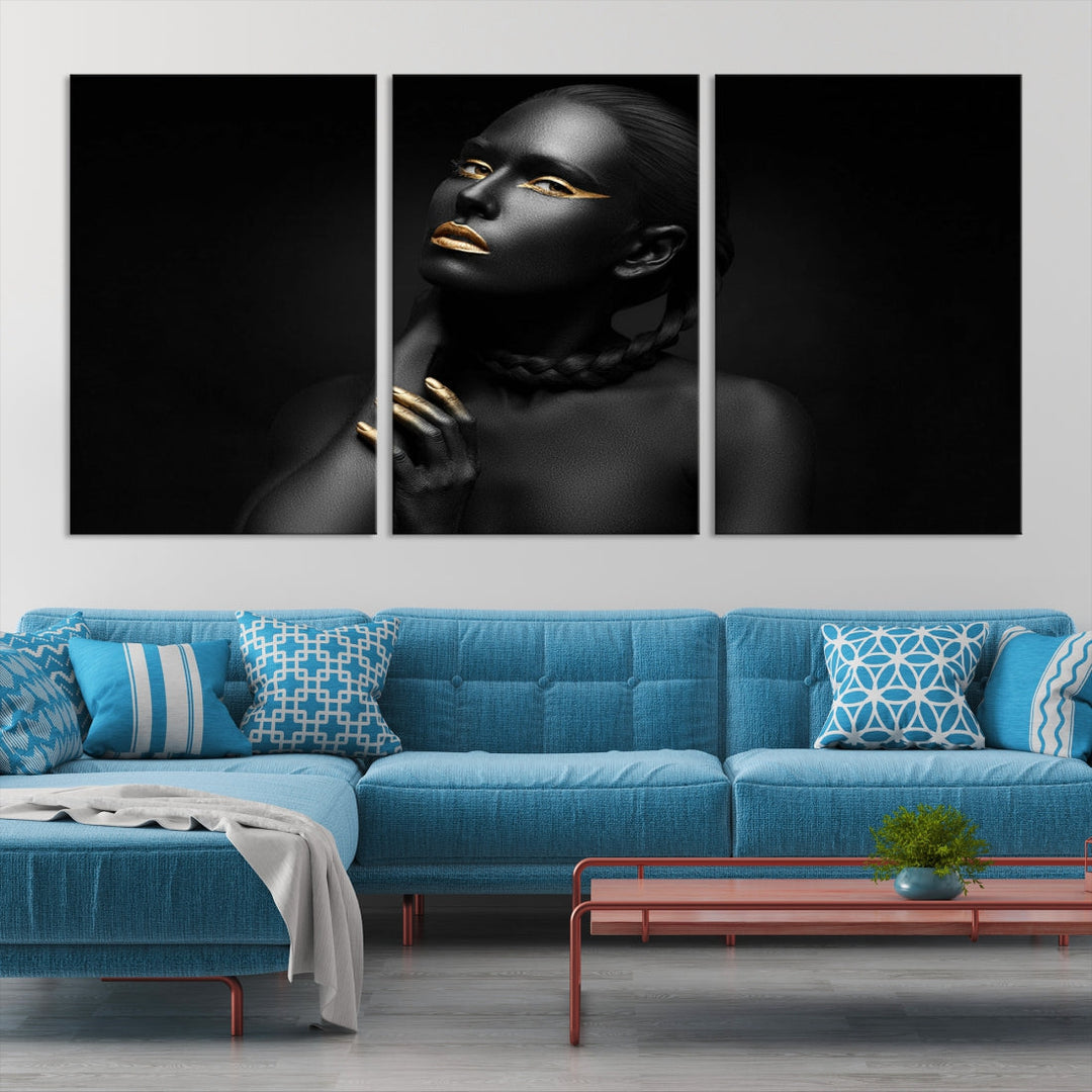 Black Woman Makeup Wall Art Print Modern Canvas Fashion Art Print