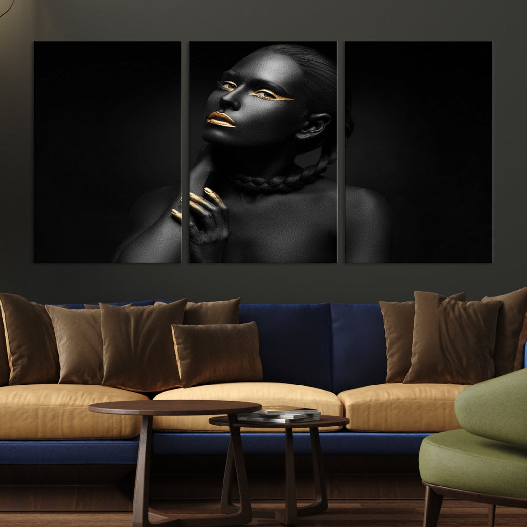 Black Woman Makeup Wall Art Print Modern Canvas Fashion Art Print