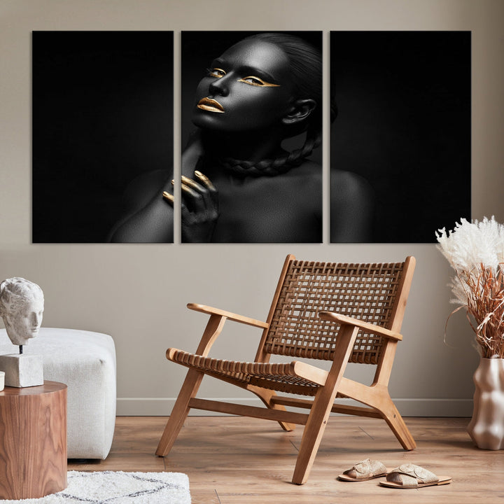 Black Woman Makeup Wall Art Print Modern Canvas Fashion Art Print