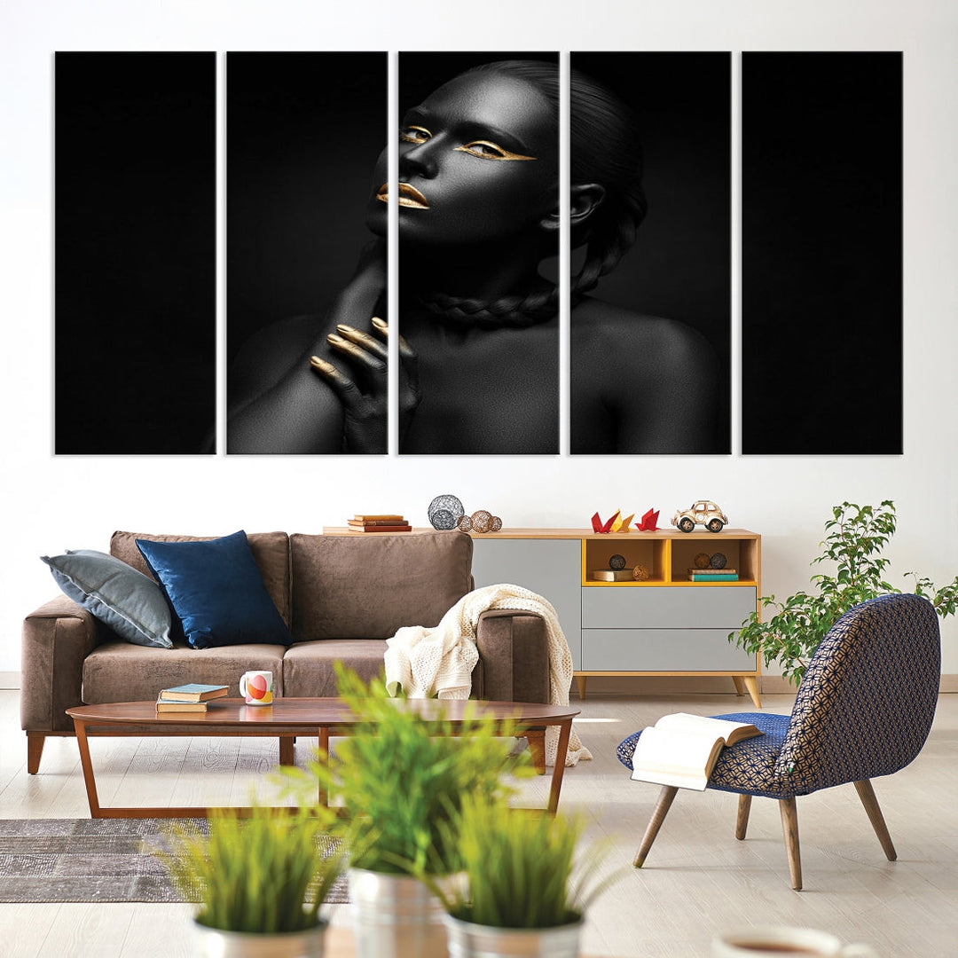 Black Woman Makeup Wall Art Print Modern Canvas Fashion Art Print