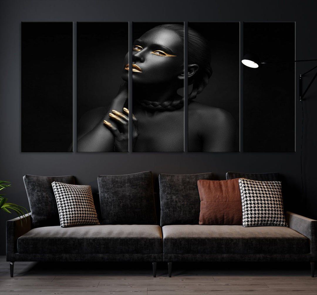 Black Woman Makeup Wall Art Print Modern Canvas Fashion Art Print