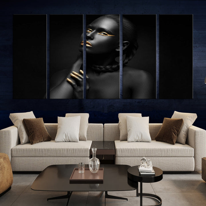 Black Woman Makeup Wall Art Print Modern Canvas Fashion Art Print