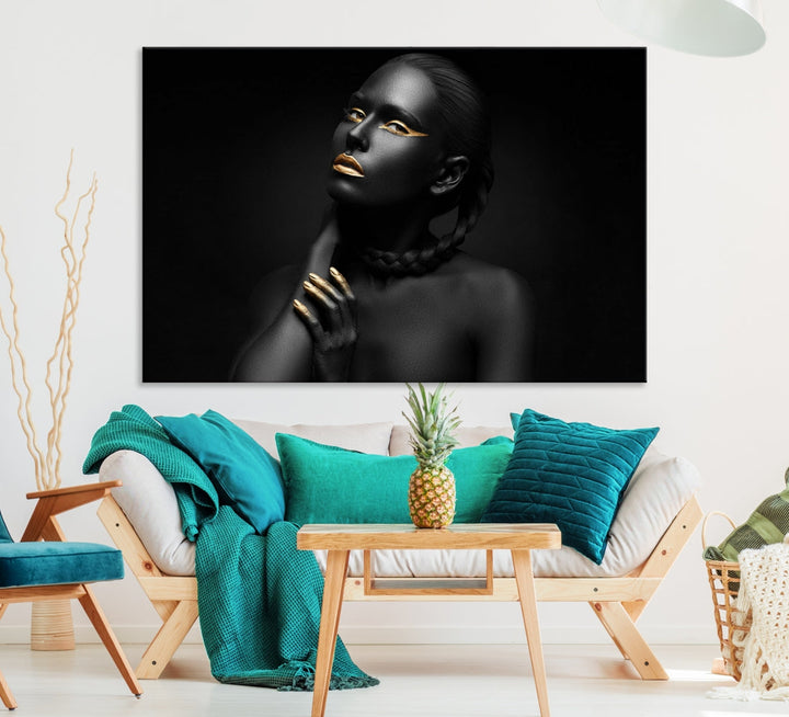 Black Woman Makeup Wall Art Print Modern Canvas Fashion Art Print