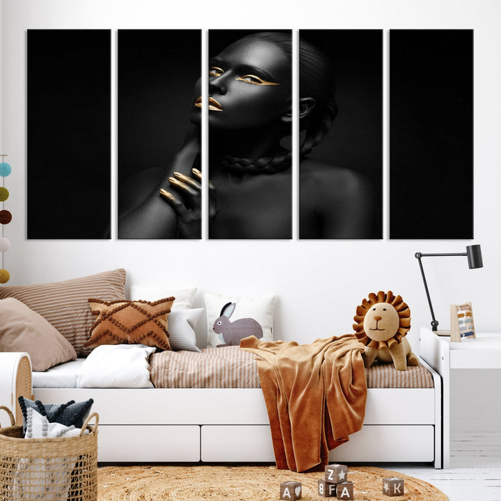 Black Woman Makeup Wall Art Print Modern Canvas Fashion Art Print