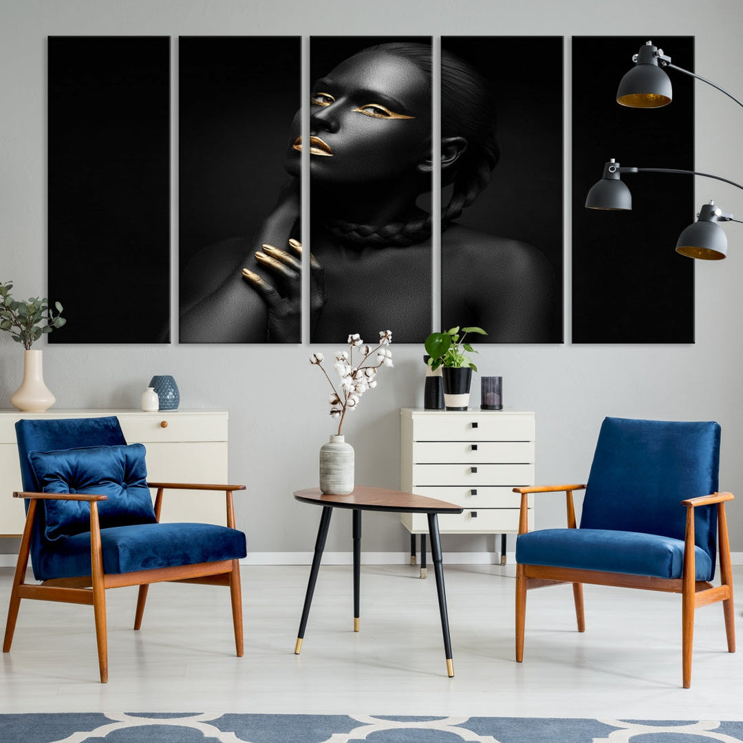 Black Woman Makeup Wall Art Print Modern Canvas Fashion Art Print