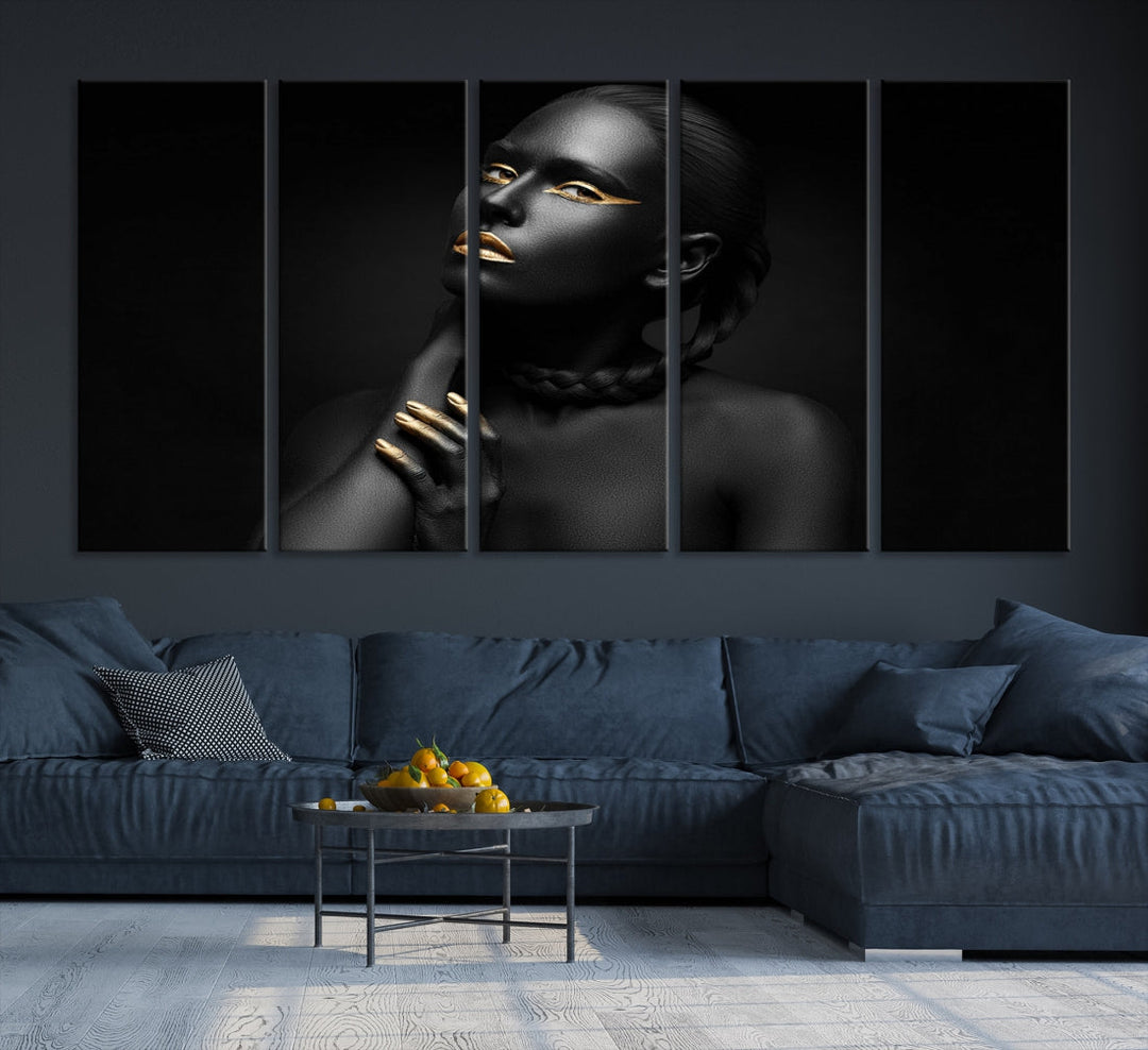 Black Woman Makeup Wall Art Print Modern Canvas Fashion Art Print