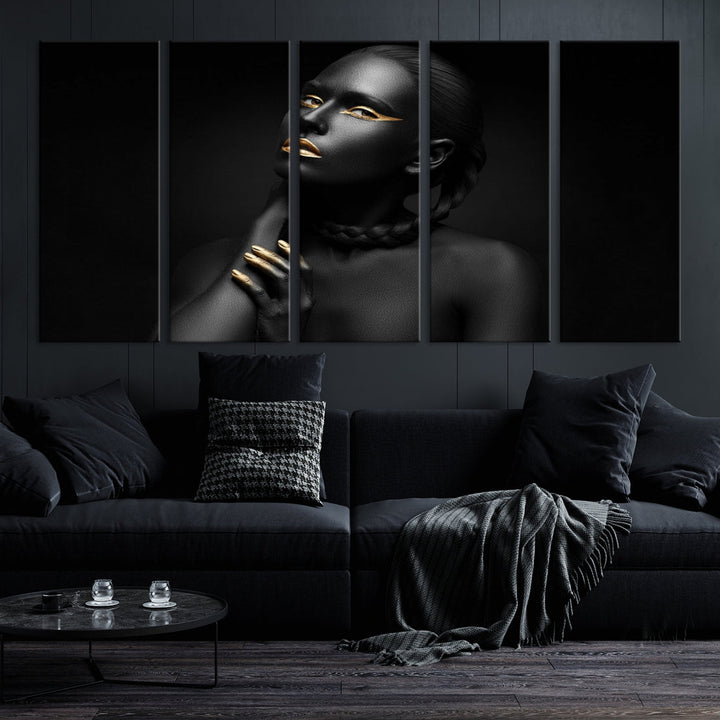 Black Woman Makeup Wall Art Print Modern Canvas Fashion Art Print