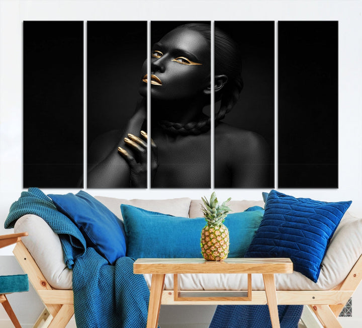 Black Woman Makeup Wall Art Print Modern Canvas Fashion Art Print