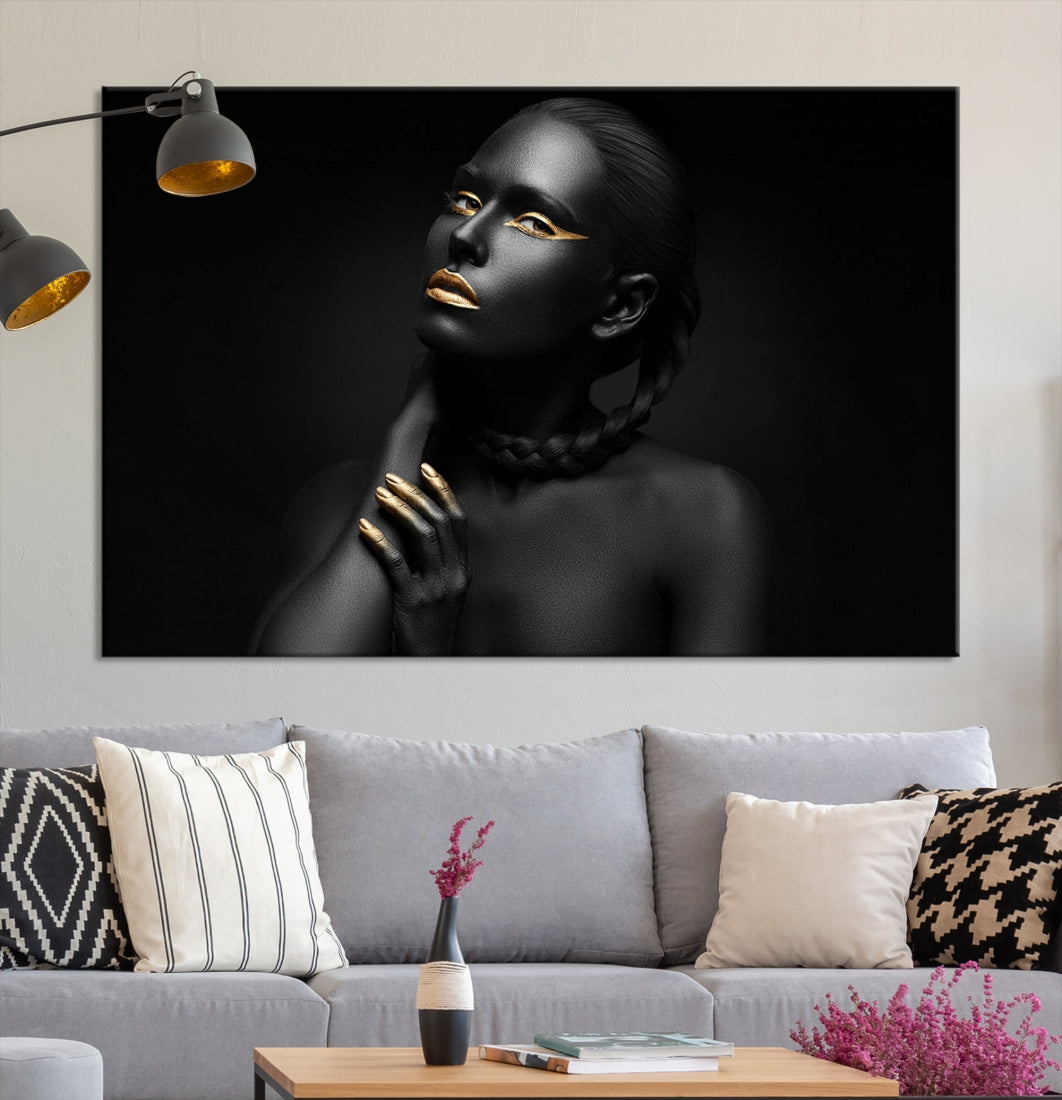 Black Woman Makeup Wall Art Print Modern Canvas Fashion Art Print