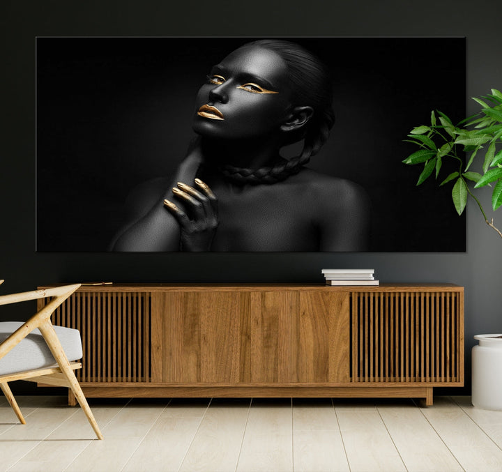 Black Woman Makeup Wall Art Print Modern Canvas Fashion Art Print