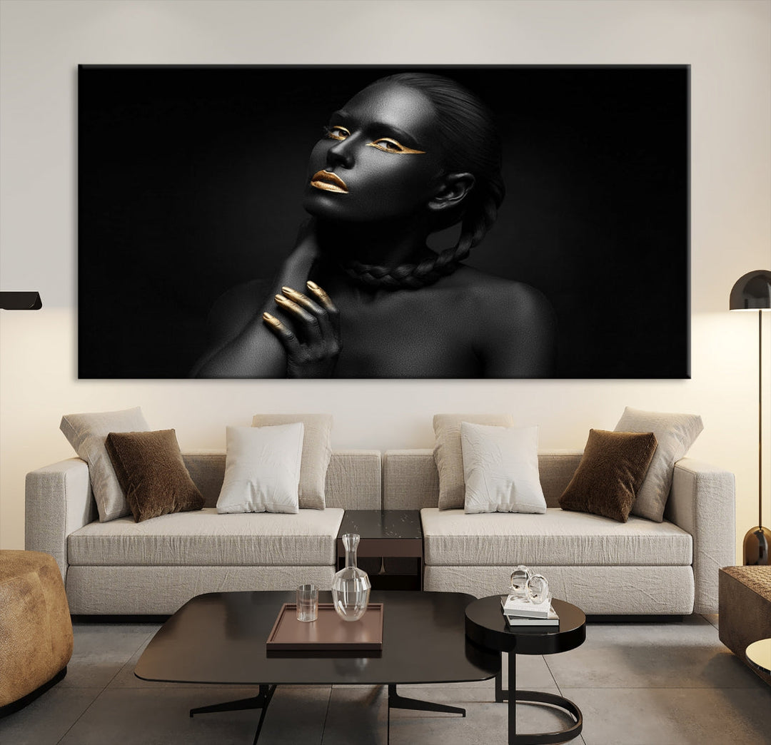 Black Woman Makeup Wall Art Print Modern Canvas Fashion Art Print