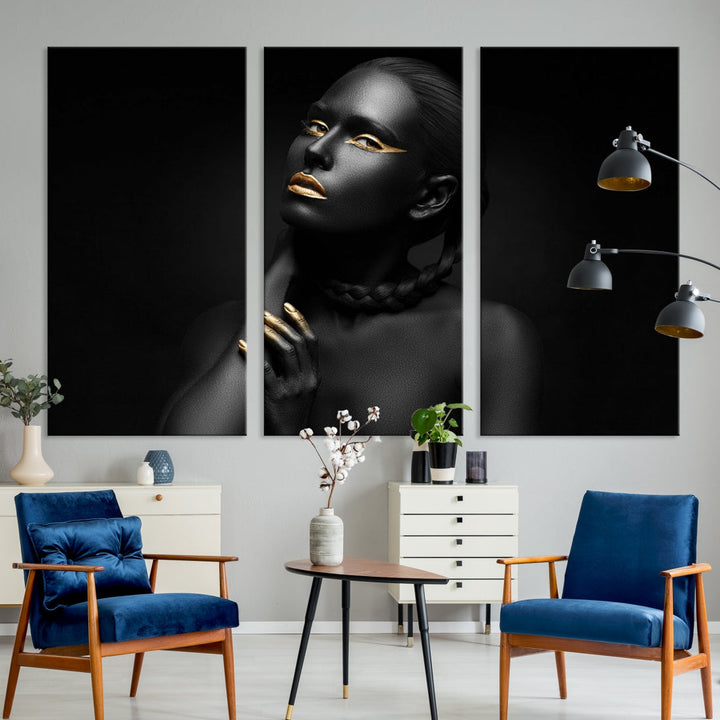 Black Woman Makeup Wall Art Print Modern Canvas Fashion Art Print