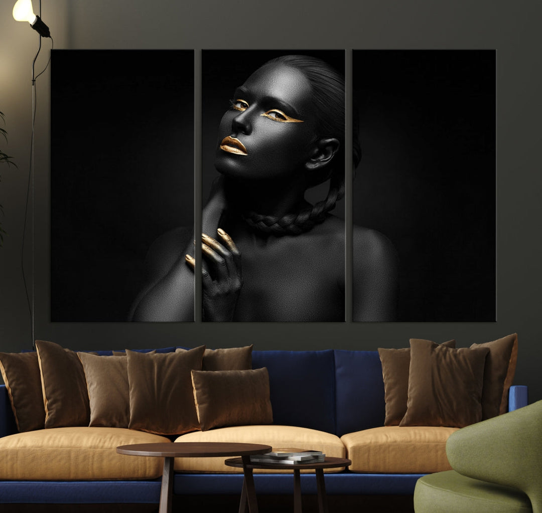 Black Woman Makeup Wall Art Print Modern Canvas Fashion Art Print