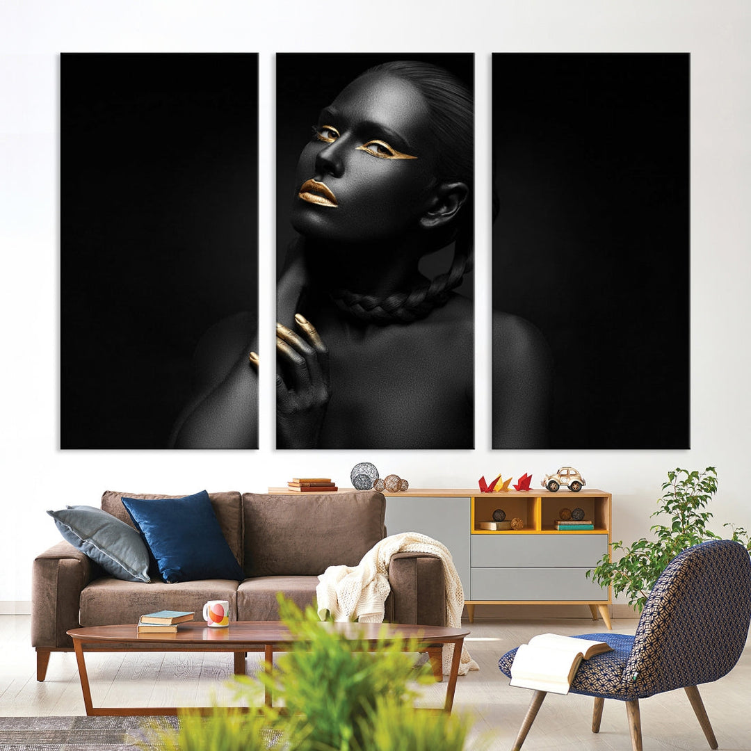 Black Woman Makeup Wall Art Print Modern Canvas Fashion Art Print