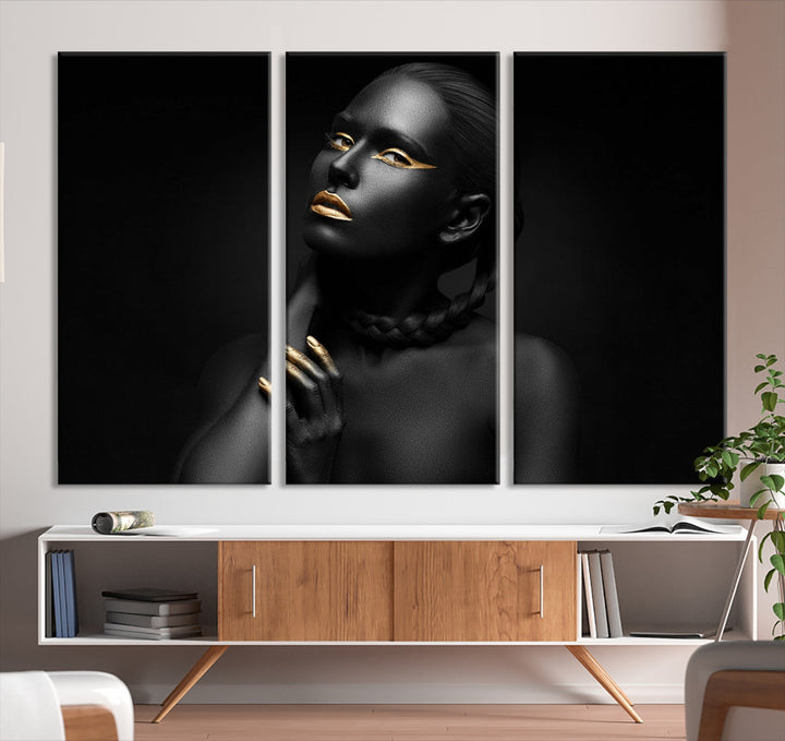 Black Woman Makeup Wall Art Print Modern Canvas Fashion Art Print